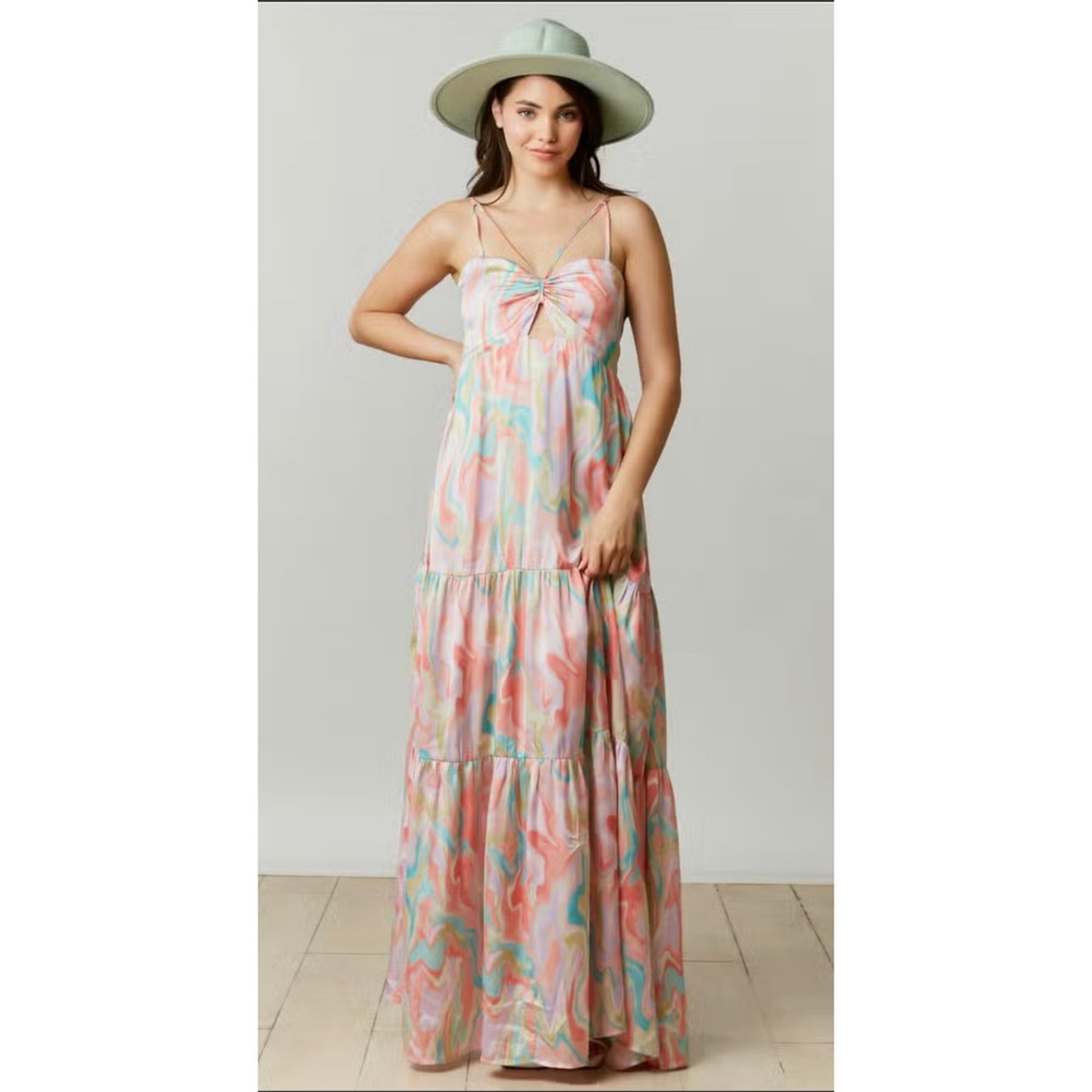 PEACH LOVE CALIFORNIA MARBLE FLORAL MAXI DRESS ❤️NEW COLLECTION IN STORES❤️